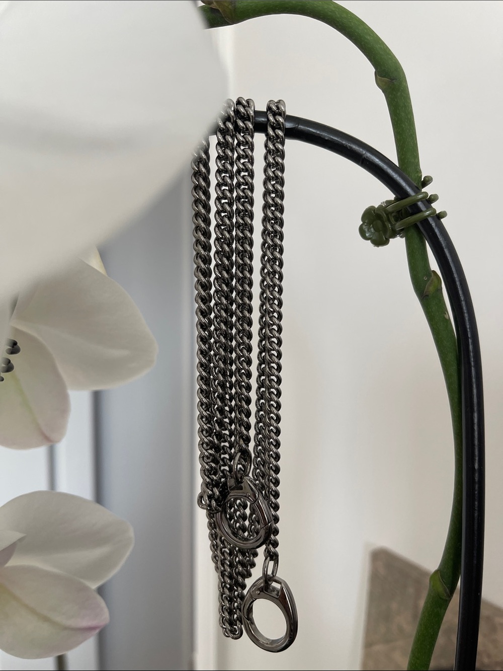 Sleek Gunmetal Link Bag Strap 44” - Women Accessories